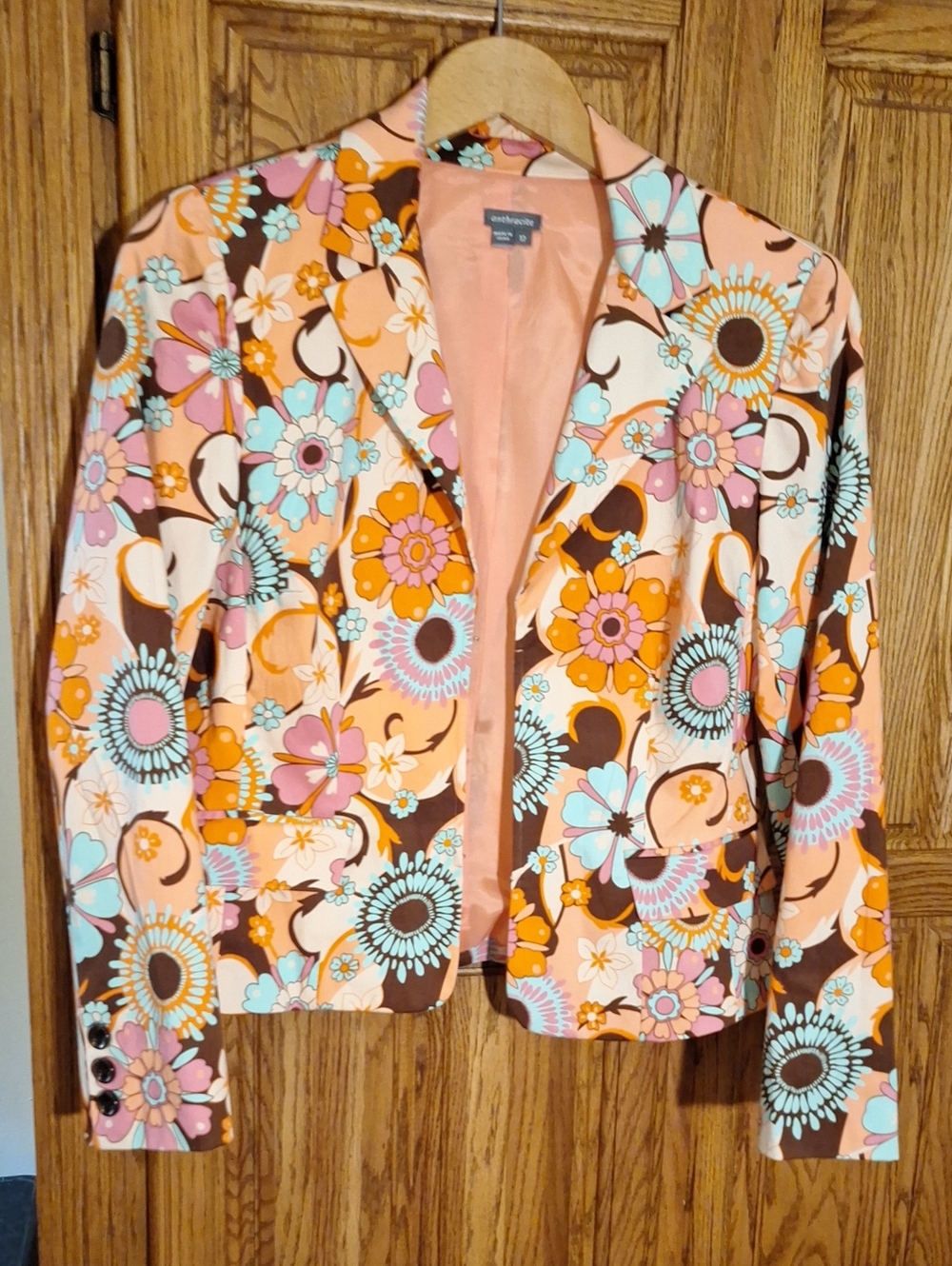 Anthropologie Like Floral Print Women's Blazer - Pink Multi